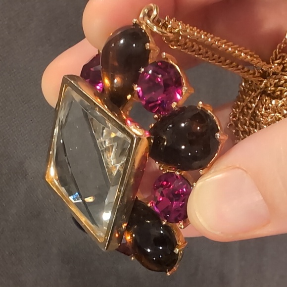 Rachel Leigh, Large Jeweled Pendant Gold Necklace, Retail $258, 17 inches - Picture 10 of 10